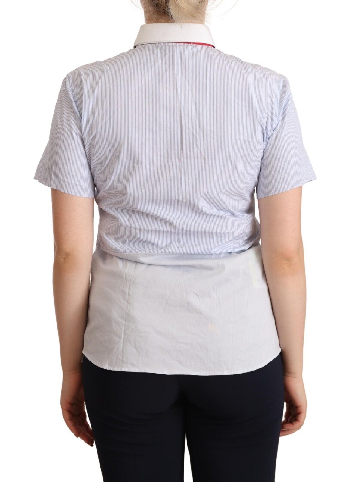 AGLINI Light Blue Cotton Short Sleeves Collared Polo Top $280.00 AGLINI Luzworld