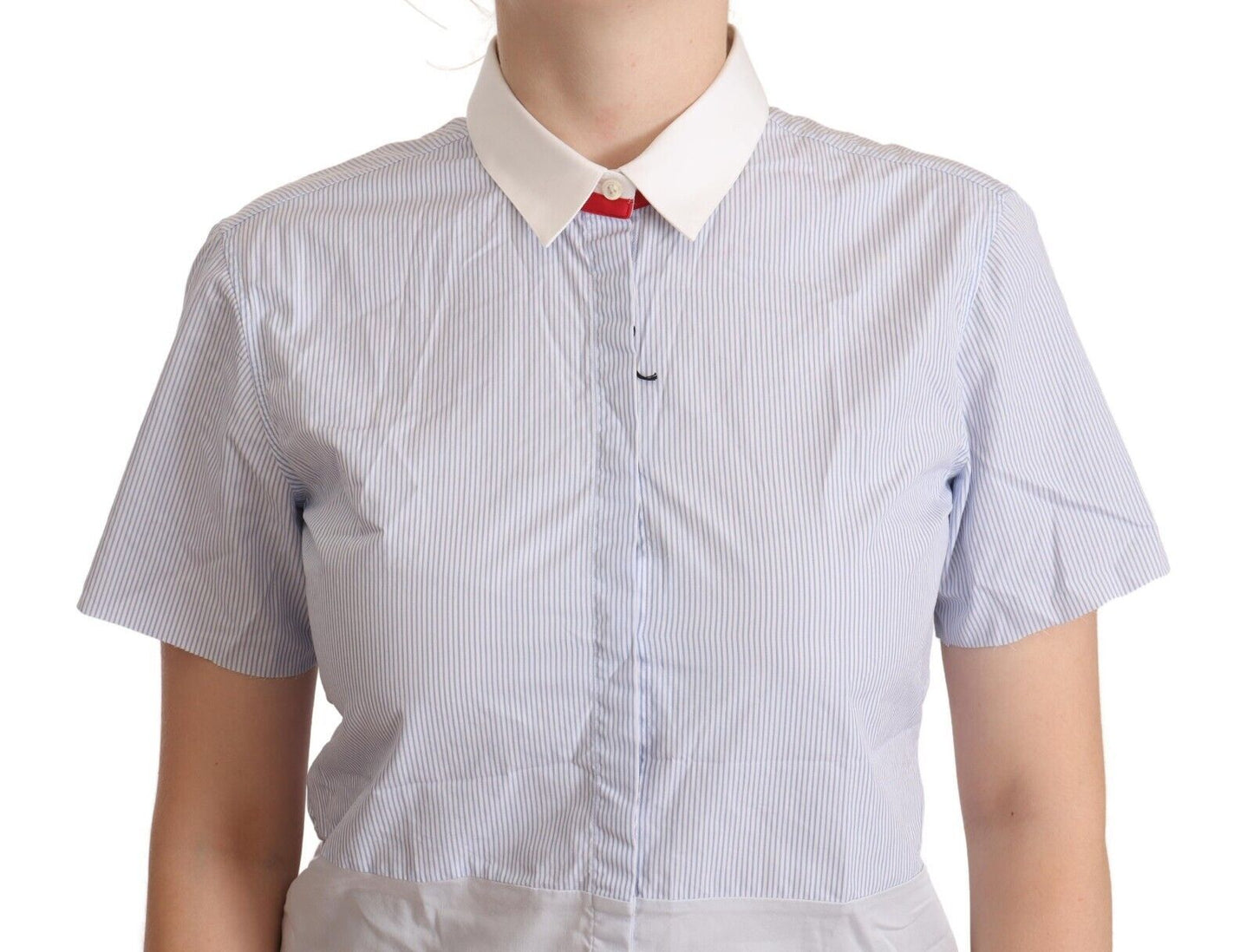 AGLINI Light Blue Cotton Short Sleeves Collared Polo Top $280.00 AGLINI Luzworld