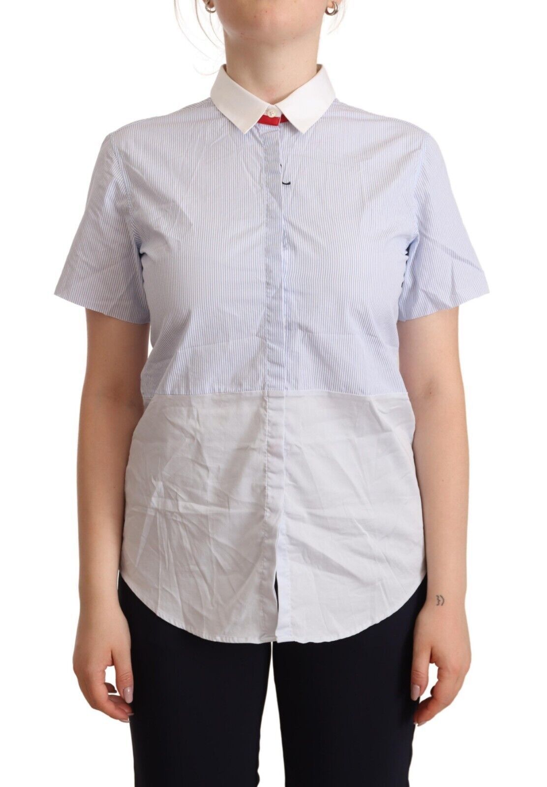 AGLINI Light Blue Cotton Short Sleeves Collared Polo Top $280.00 AGLINI Luzworld
