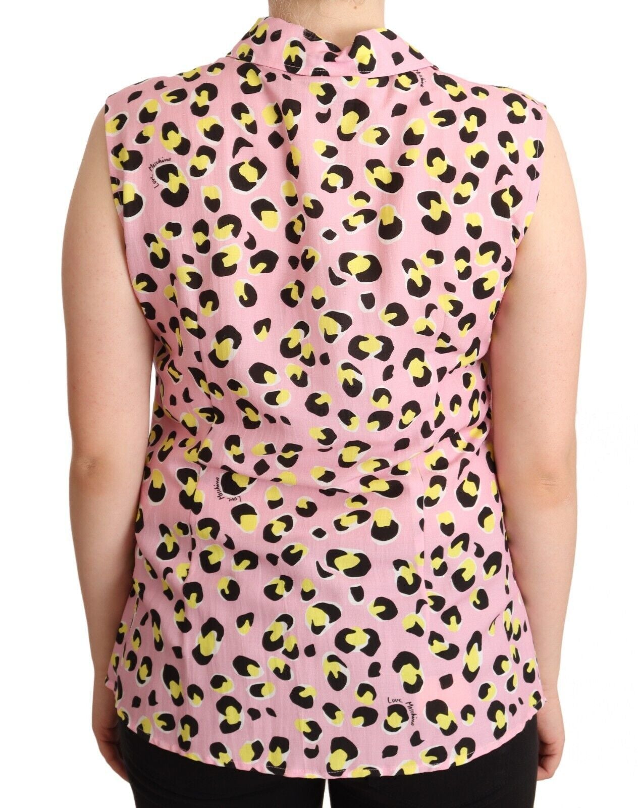 Love Moschino Pink Leopard Print Sleeveless Collared Polo Top $1598.00 Love Moschino Luzworld