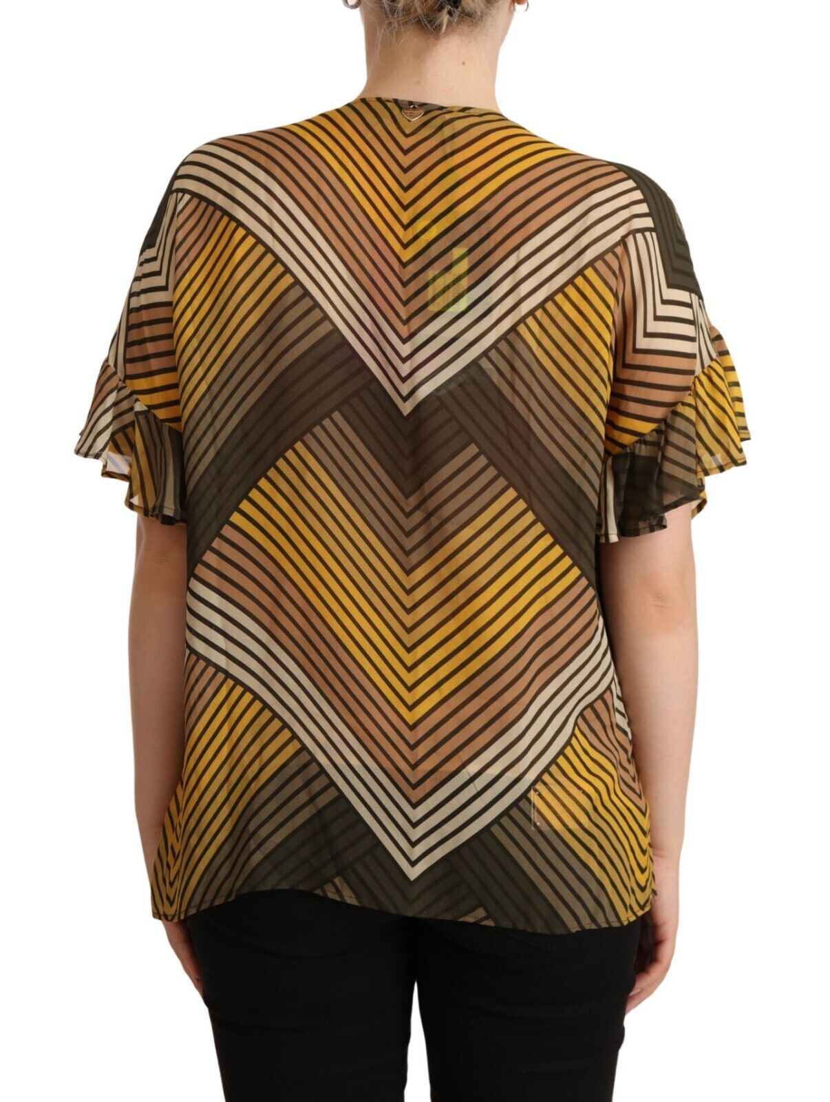 Twinset Multicolor Stripes Short Sleeves Round Neck Top Blouse $280.00 Twinset Luzworld