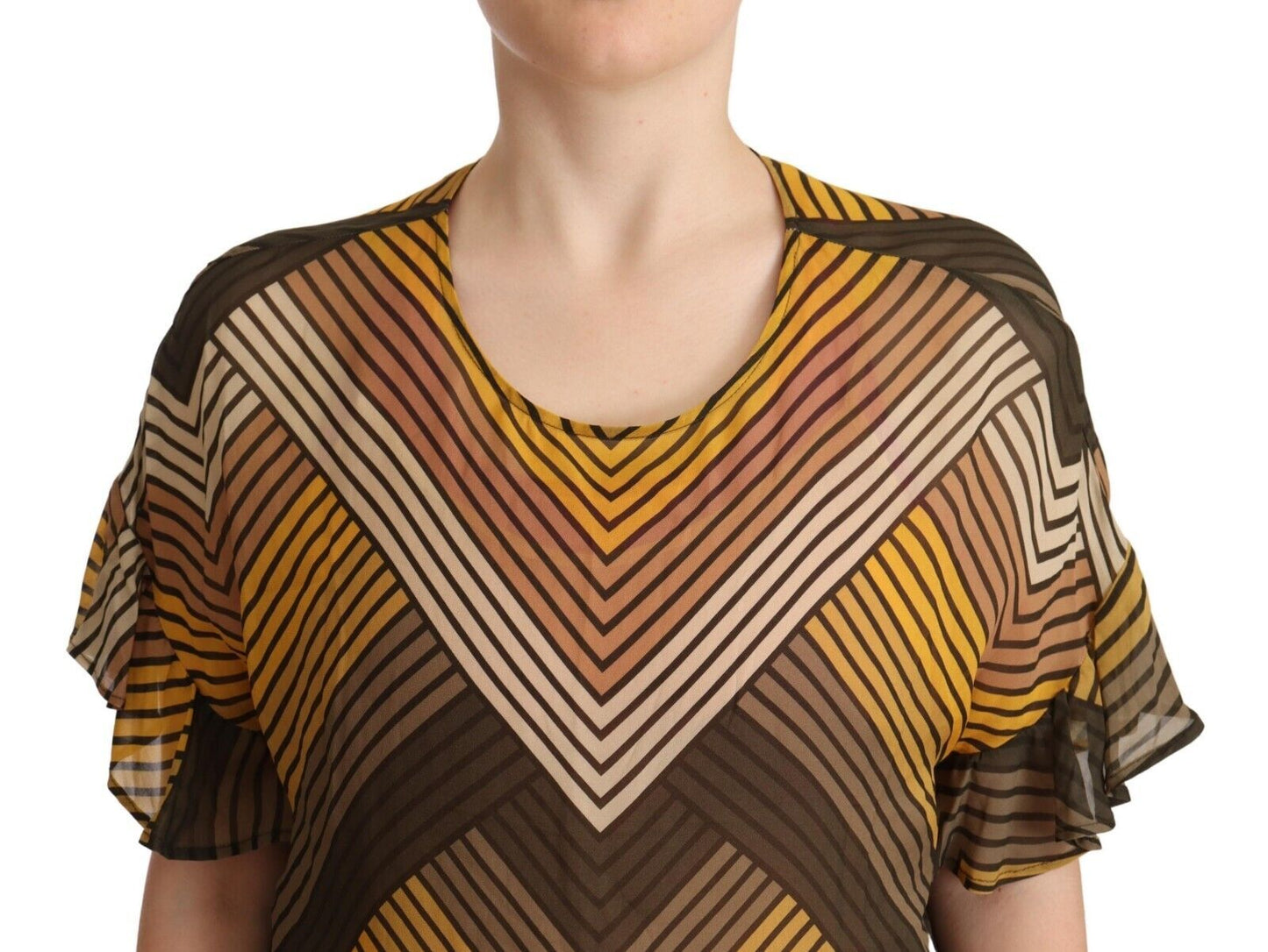 Twinset Multicolor Stripes Short Sleeves Round Neck Top Blouse $280.00 Twinset Luzworld