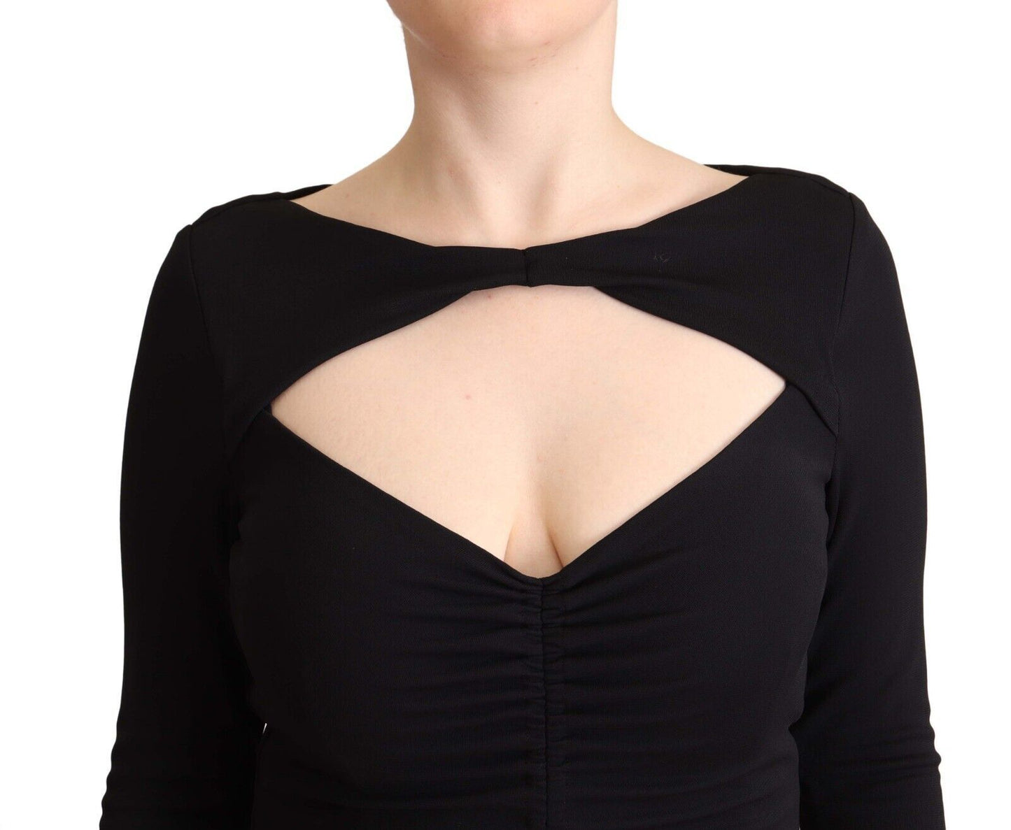 PINKO Black Nylon Stretch Long Sleeves Deep V-neck Maxi Dress $737.00 PINKO Luzworld