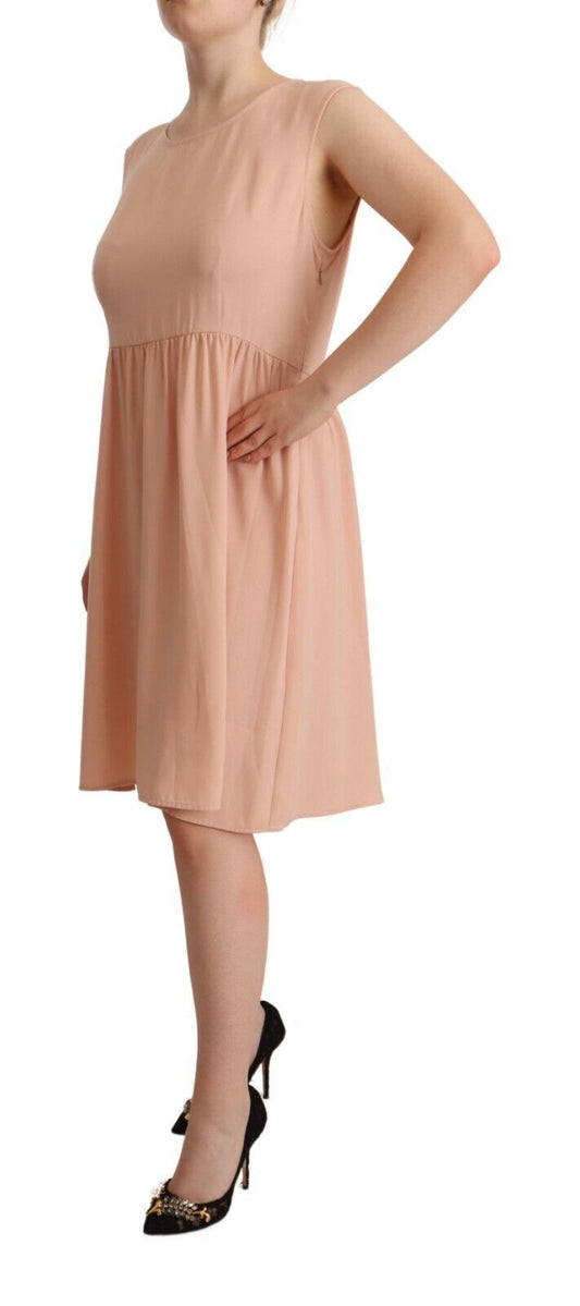 Twinset Beige Polyester Sleeveless Shift Knee Length Dress $286.00 Twinset Luzworld