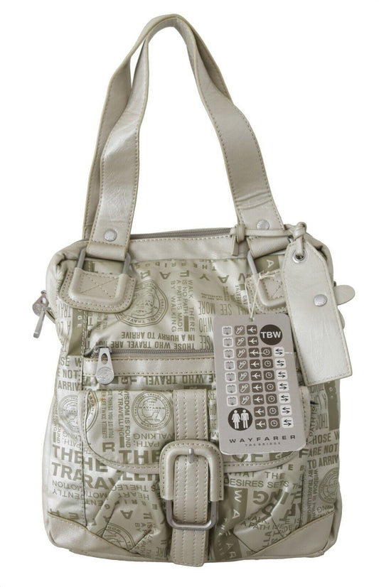 WAYFARER White Printed Handbag Shoulder Fabric Purse $556.00 WAYFARER Luzworld