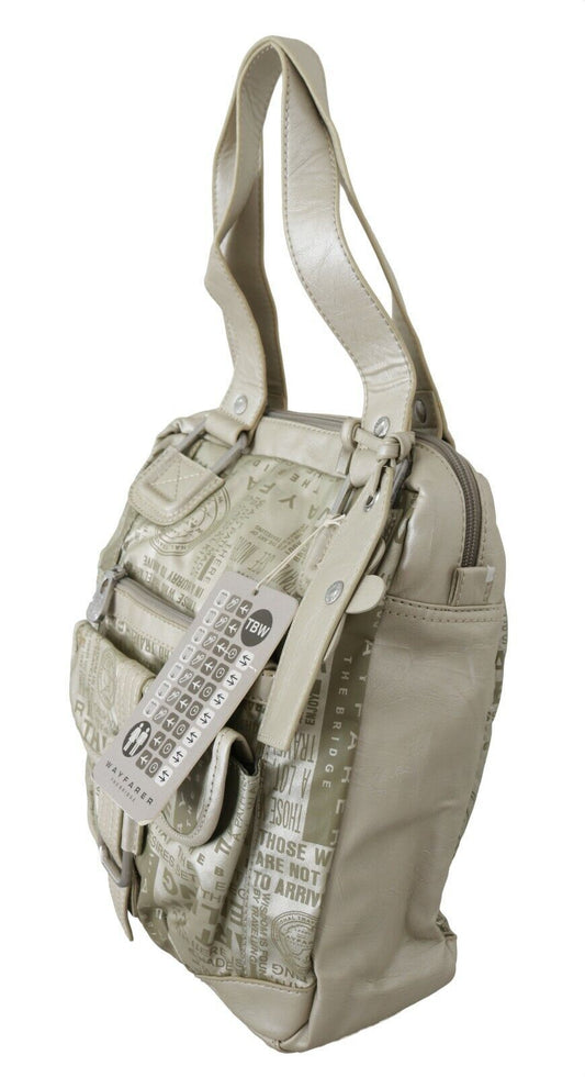 WAYFARER White Printed Handbag Shoulder Fabric Purse $556.00 WAYFARER Luzworld