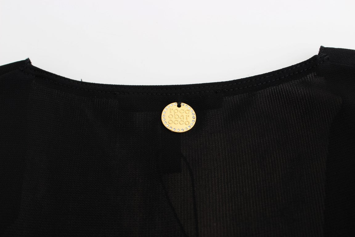 Roccobarocco Black Embellished Jersey Mini Sheath Short Dress $736.00 Roccobarocco Luzworld