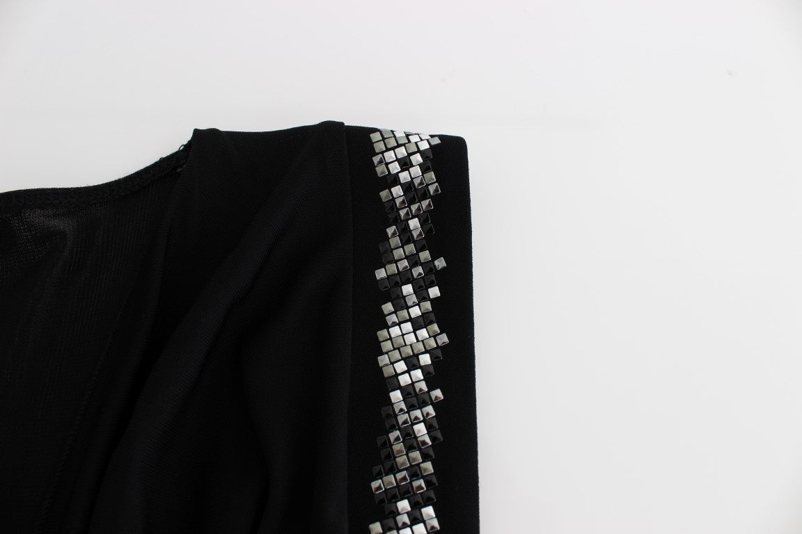 Roccobarocco Black Embellished Jersey Mini Sheath Short Dress $736.00 Roccobarocco Luzworld