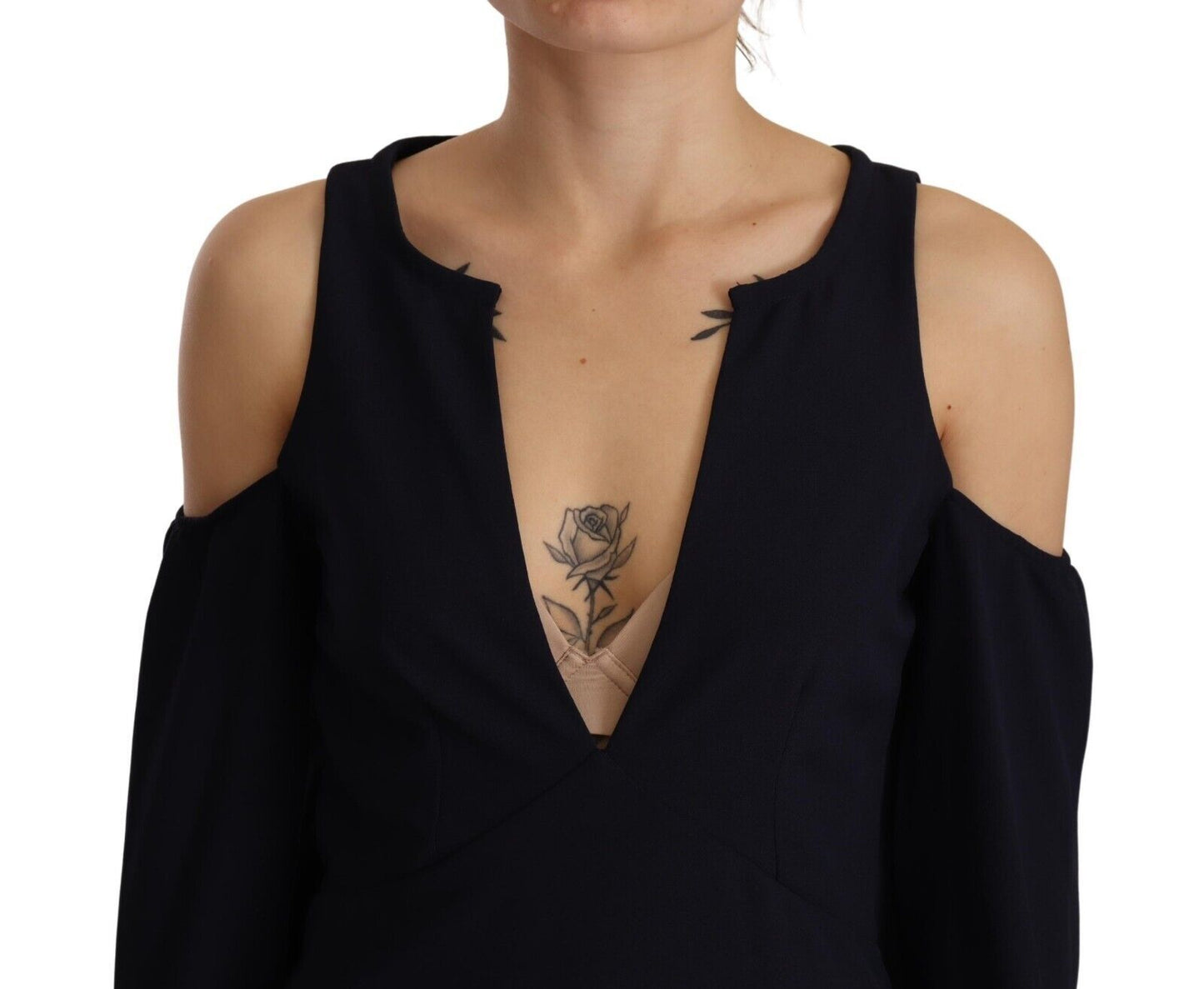 Twinset Black Long Sleeves Open Shoulder A-line Dress $674.00 Twinset Luzworld
