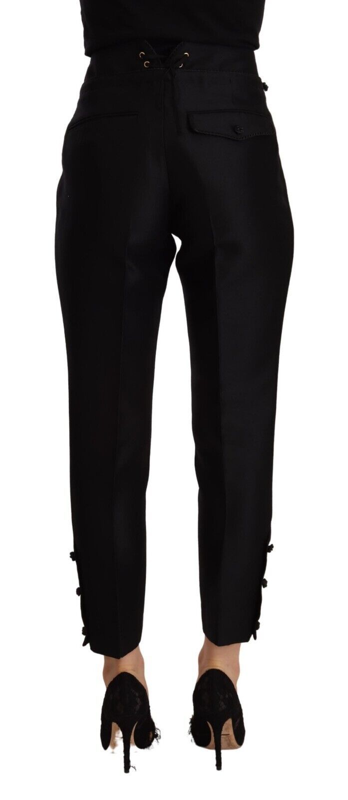 Dsquared² Black Wool High Waist Skinny Women Pants $3150.00 Dsquared² Luzworld