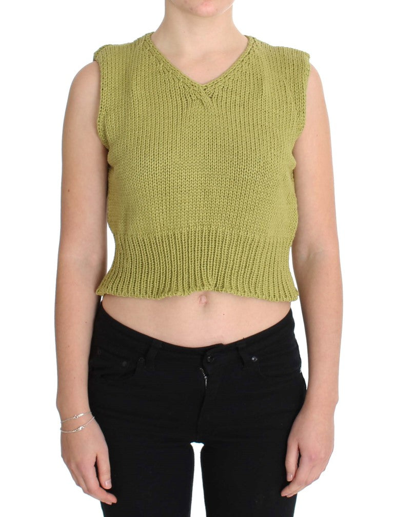 PINK MEMORIES Green Cotton Blend Knitted Sleeveless Sweater $216.00 PINK MEMORIES Luzworld