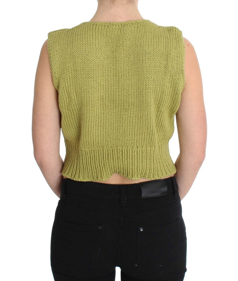 PINK MEMORIES Green Cotton Blend Knitted Sleeveless Sweater $216.00 PINK MEMORIES Luzworld