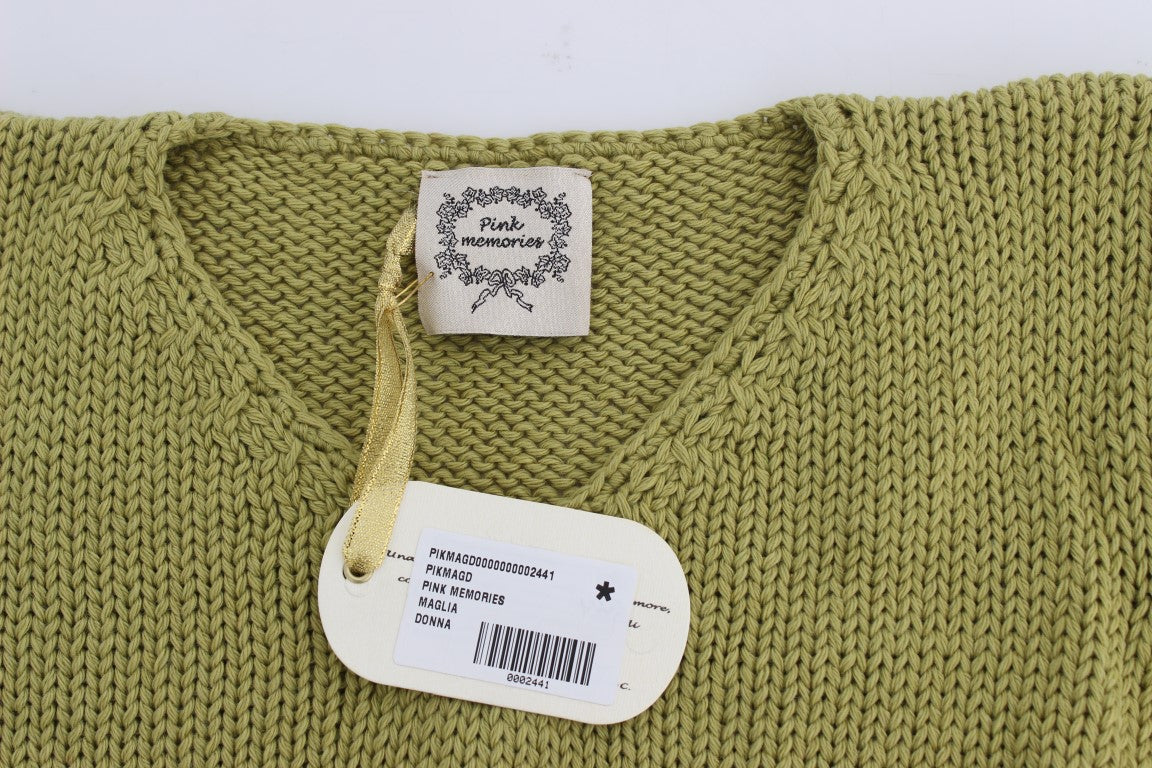 PINK MEMORIES Green Cotton Blend Knitted Sleeveless Sweater $216.00 PINK MEMORIES Luzworld