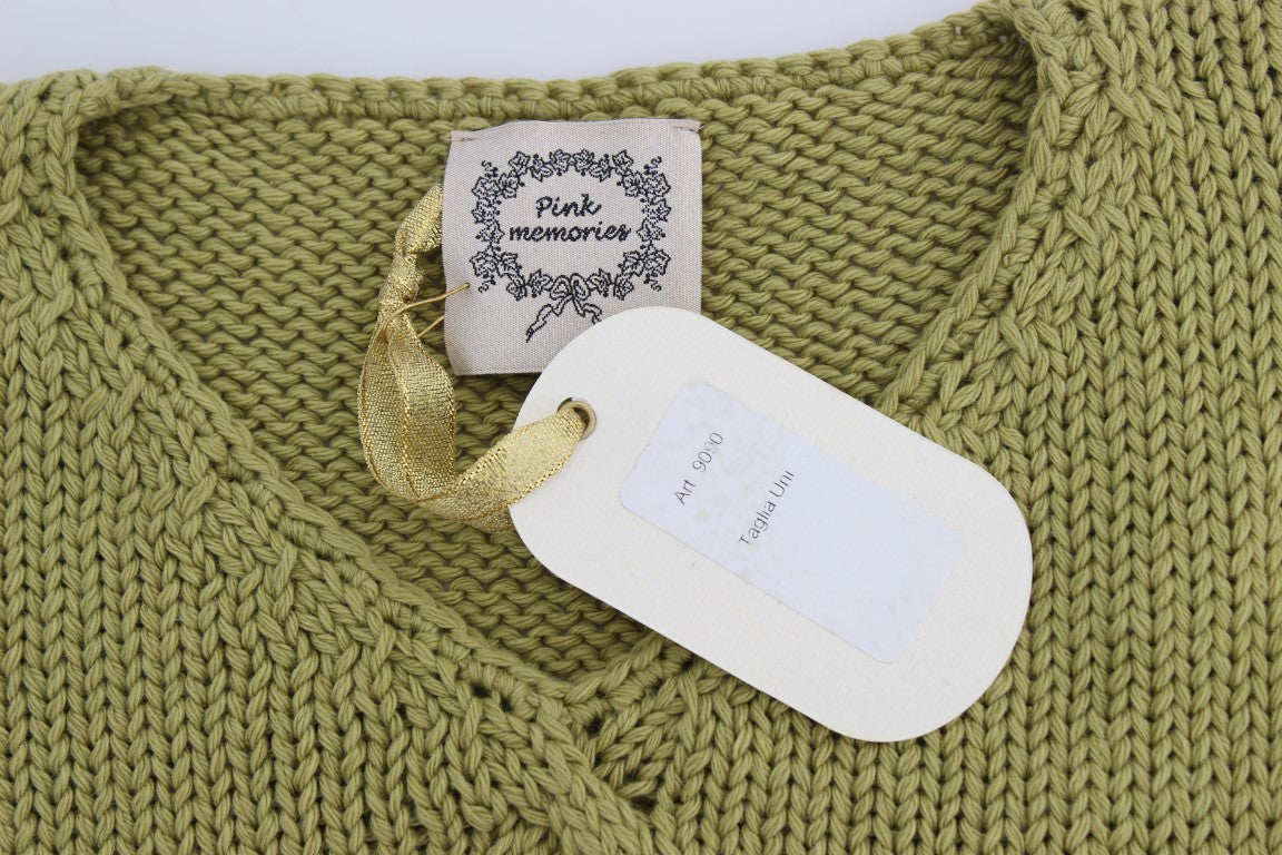 PINK MEMORIES Green Cotton Blend Knitted Sleeveless Sweater $216.00 PINK MEMORIES Luzworld