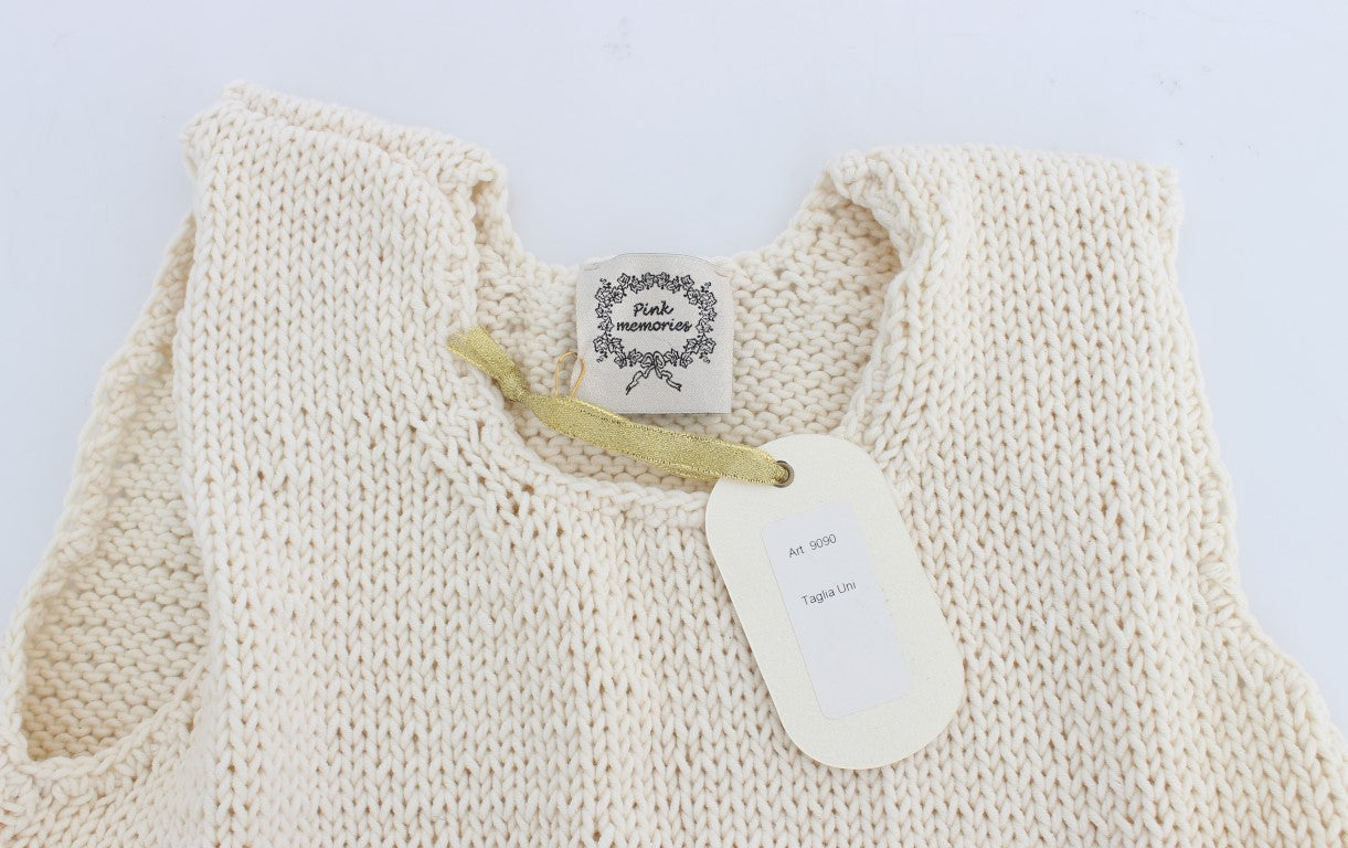 PINK MEMORIES Beige Cotton Blend Knitted Sleeveless Sweater $216.00 PINK MEMORIES Luzworld