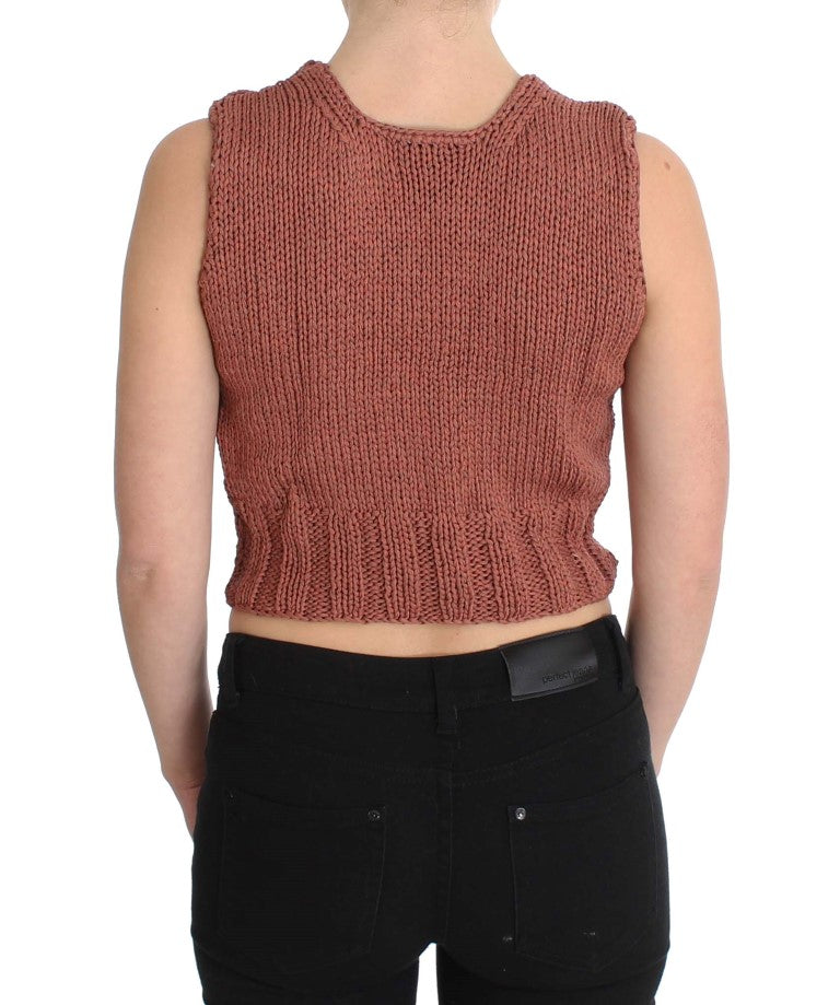 PINK MEMORIES Red Cotton Blend Knitted Sleeveless Sweater $216.00 PINK MEMORIES Luzworld
