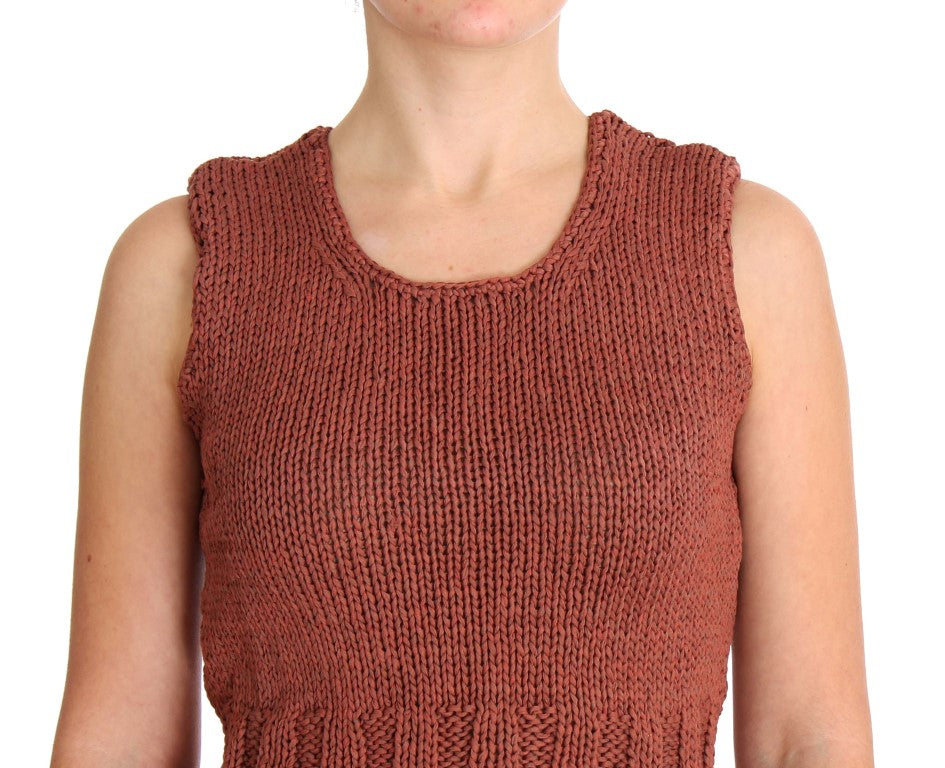 PINK MEMORIES Red Cotton Blend Knitted Sleeveless Sweater $216.00 PINK MEMORIES Luzworld