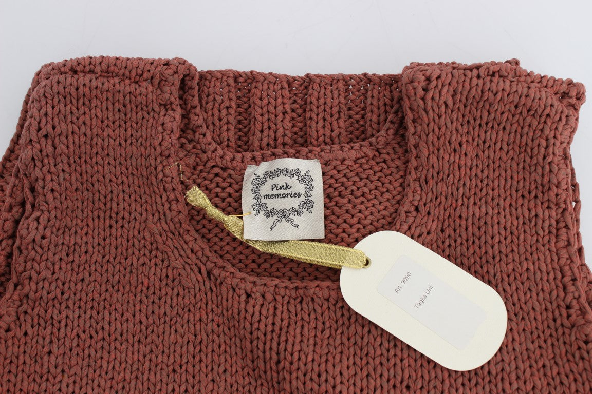 PINK MEMORIES Red Cotton Blend Knitted Sleeveless Sweater $216.00 PINK MEMORIES Luzworld