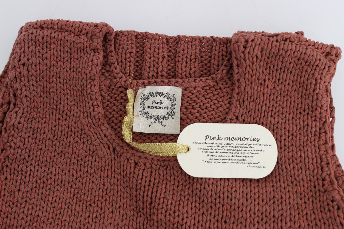 PINK MEMORIES Red Cotton Blend Knitted Sleeveless Sweater $216.00 PINK MEMORIES Luzworld