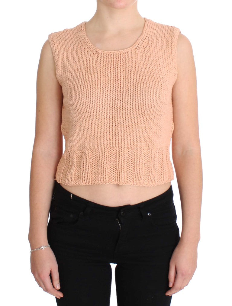 PINK MEMORIES Pink Cotton Blend Knitted Sleeveless Sweater $216.00 PINK MEMORIES Luzworld