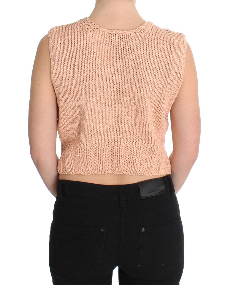 PINK MEMORIES Pink Cotton Blend Knitted Sleeveless Sweater $216.00 PINK MEMORIES Luzworld