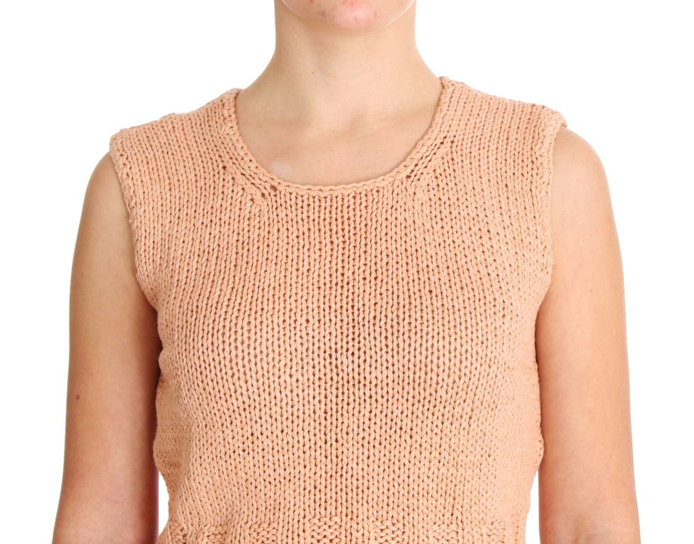 PINK MEMORIES Pink Cotton Blend Knitted Sleeveless Sweater $216.00 PINK MEMORIES Luzworld