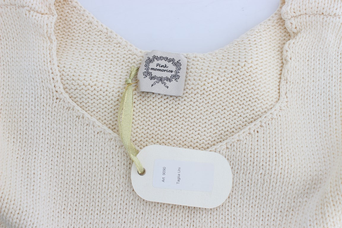 PINK MEMORIES Beige Cotton Blend Knitted Sleeveless Sweater $216.00 PINK MEMORIES Luzworld