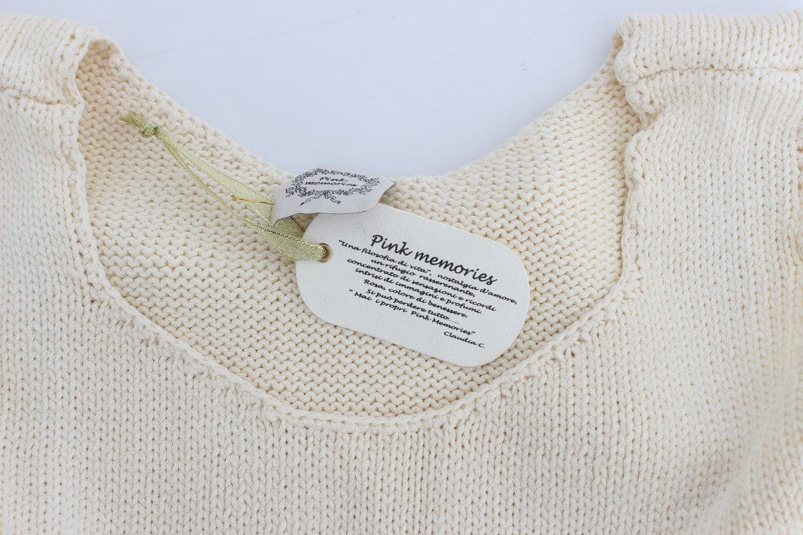 PINK MEMORIES Beige Cotton Blend Knitted Sleeveless Sweater $216.00 PINK MEMORIES Luzworld