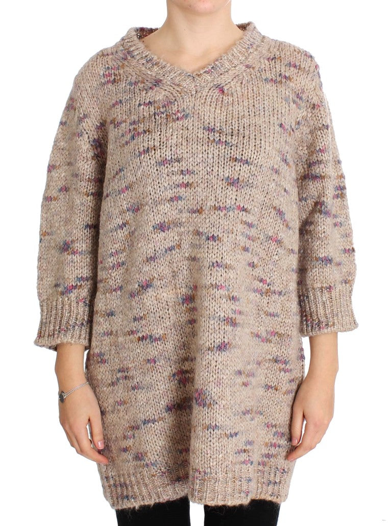PINK MEMORIES Beige Wool Blend Knitted Oversize Sweater $620.00 PINK MEMORIES Luzworld
