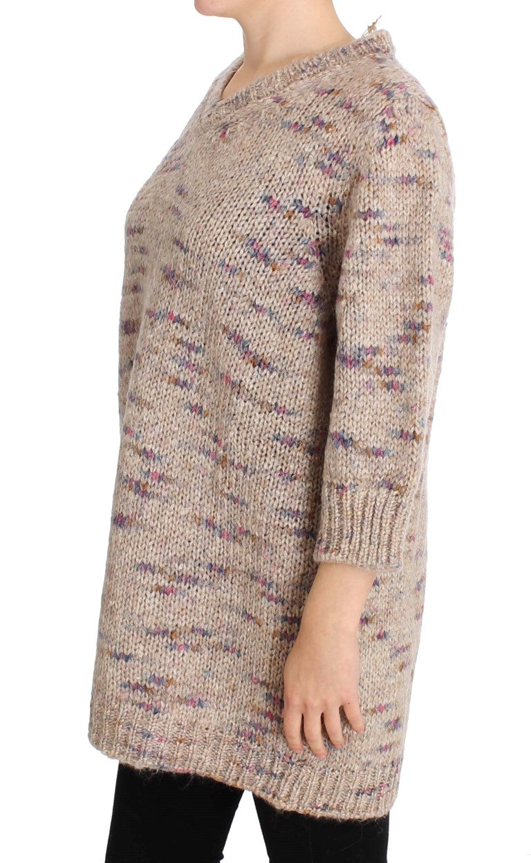 PINK MEMORIES Beige Wool Blend Knitted Oversize Sweater $620.00 PINK MEMORIES Luzworld