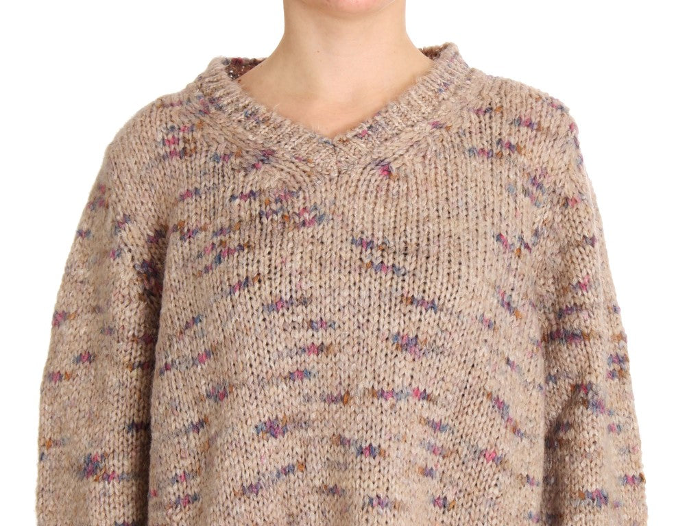 PINK MEMORIES Beige Wool Blend Knitted Oversize Sweater $620.00 PINK MEMORIES Luzworld