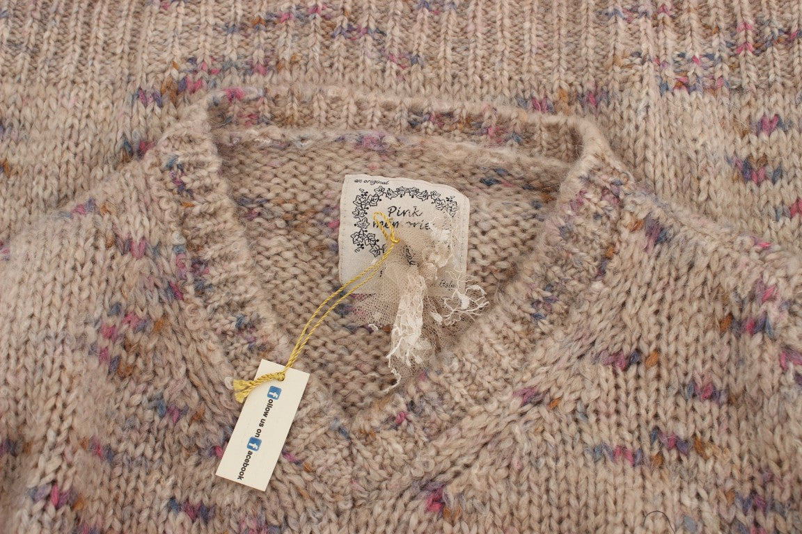 PINK MEMORIES Beige Wool Blend Knitted Oversize Sweater $620.00 PINK MEMORIES Luzworld