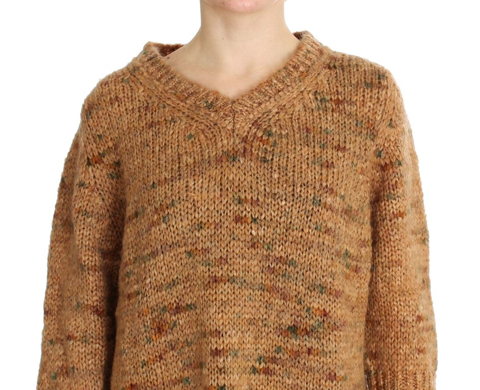 PINK MEMORIES Brown Wool Blend Knitted Oversize Sweater $620.00 PINK MEMORIES Luzworld
