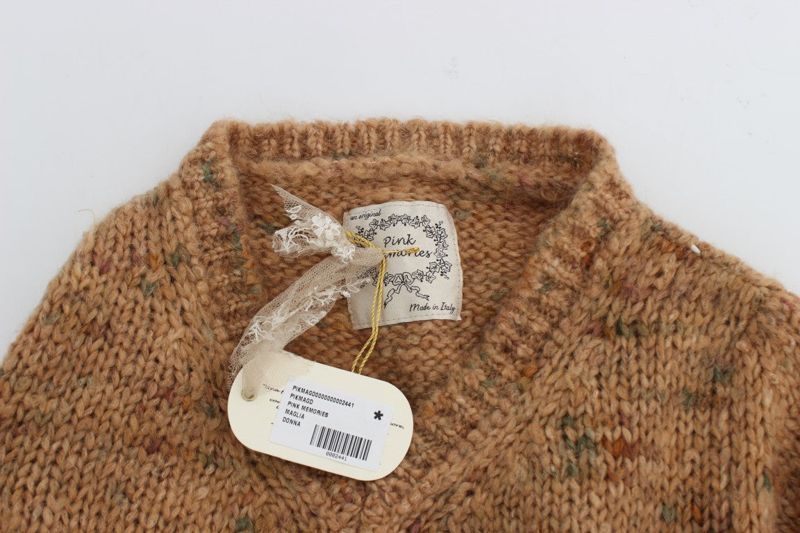 PINK MEMORIES Brown Wool Blend Knitted Oversize Sweater $620.00 PINK MEMORIES Luzworld