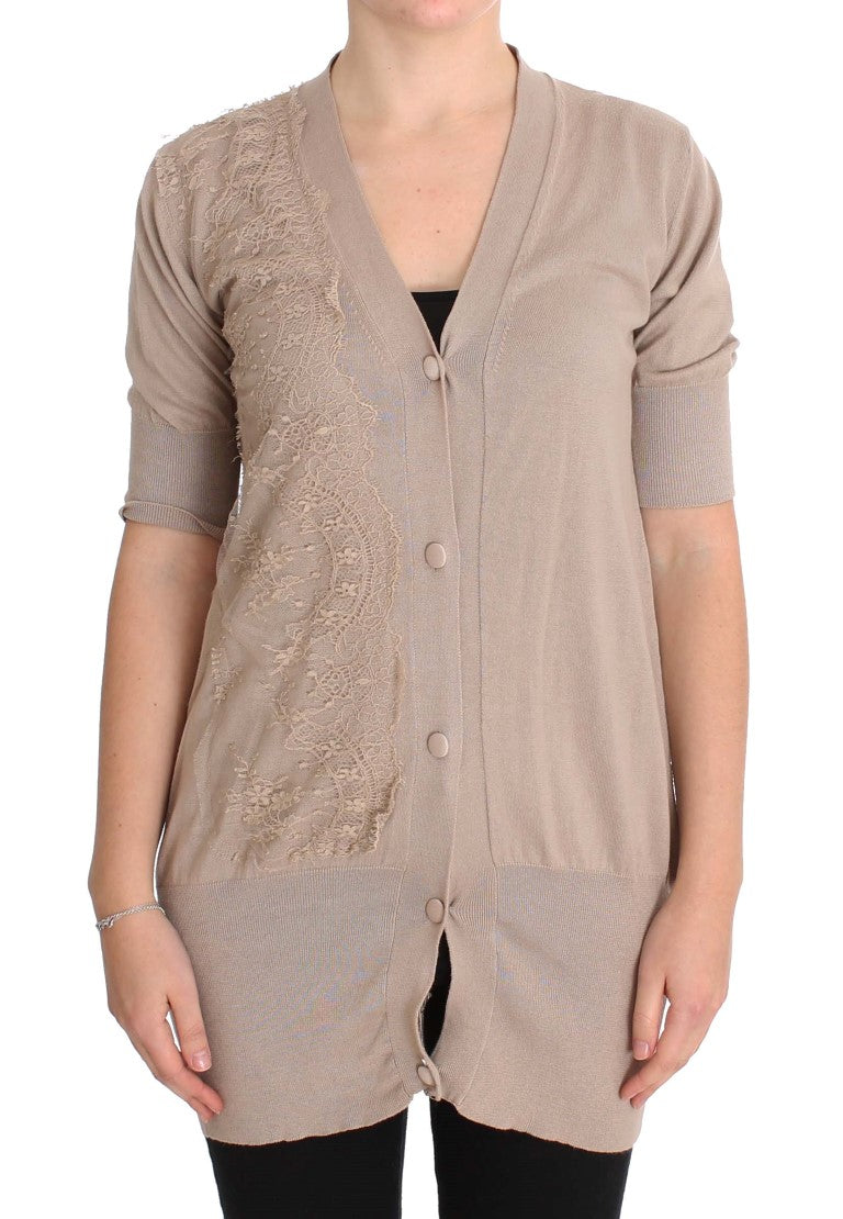 PINK MEMORIES Pink Lace Cotton Cardigan Sweater $649.00 PINK MEMORIES Luzworld