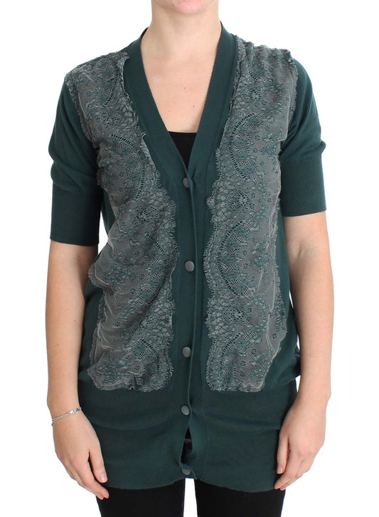 PINK MEMORIES Green Lace Cotton Cardigan Sweater $649.00 PINK MEMORIES Luzworld