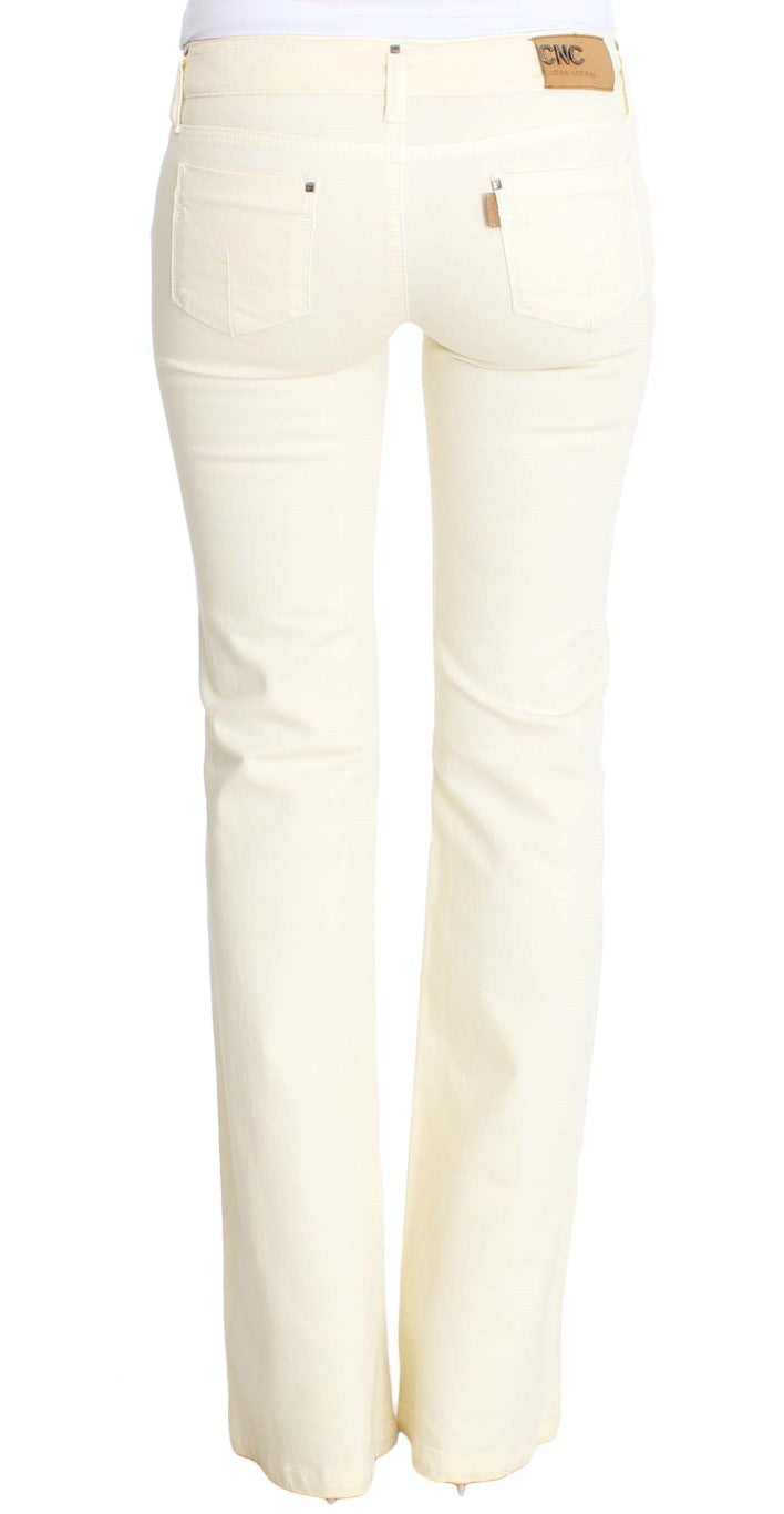 Costume National White Cotton Stretch Flare Jeans $560.00 Costume National Luzworld