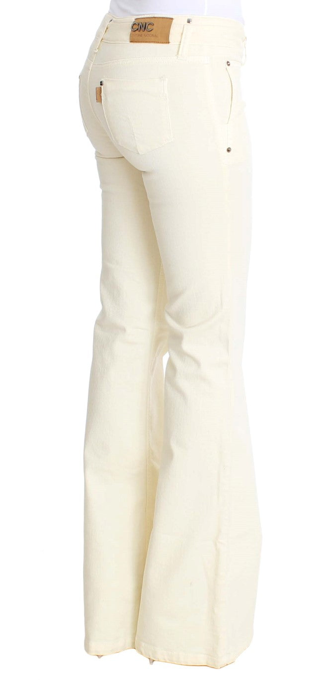 Costume National White Cotton Stretch Flare Jeans $560.00 Costume National Luzworld