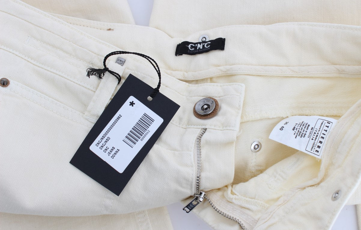 Costume National White Cotton Stretch Flare Jeans $560.00 Costume National Luzworld