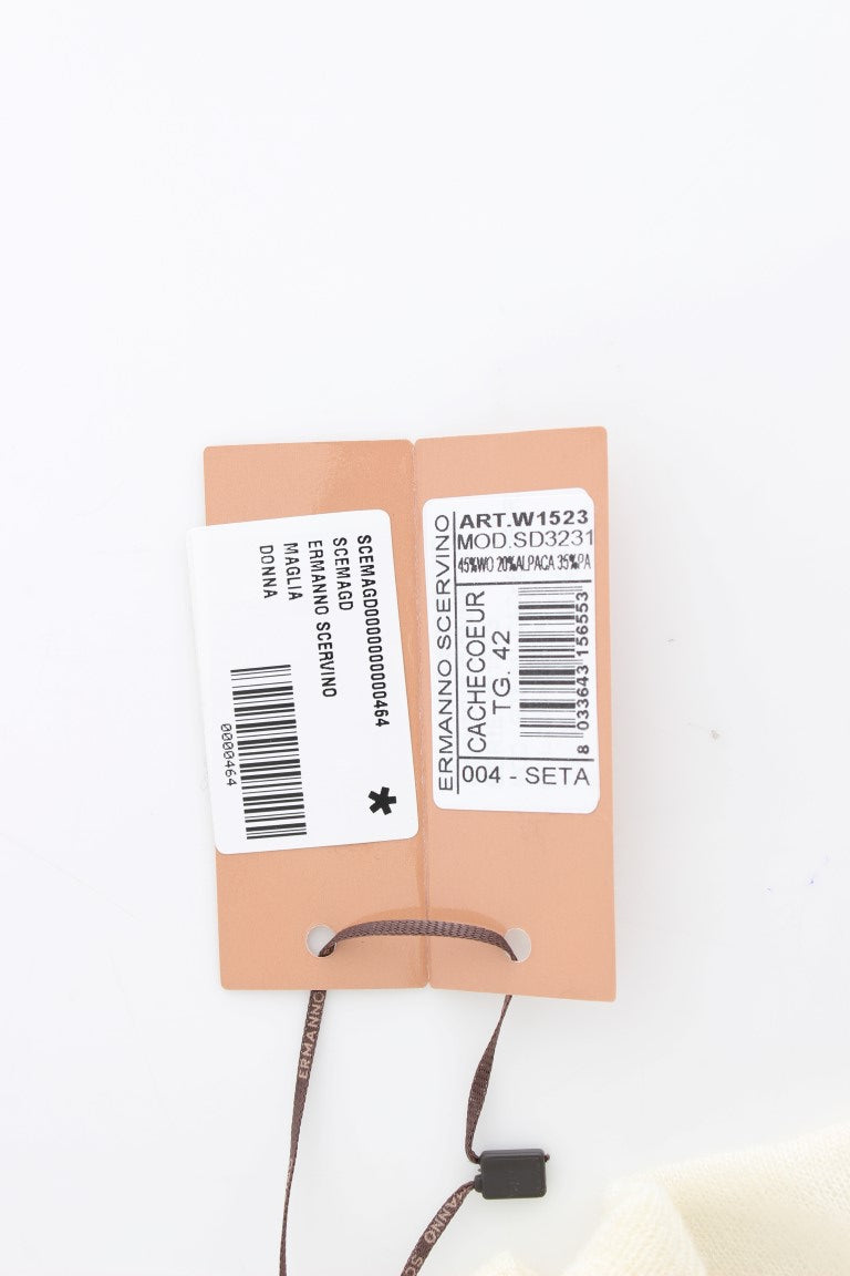 Ermanno Scervino White Wool Cardigan Sweater $508.00 Ermanno Scervino Luzworld