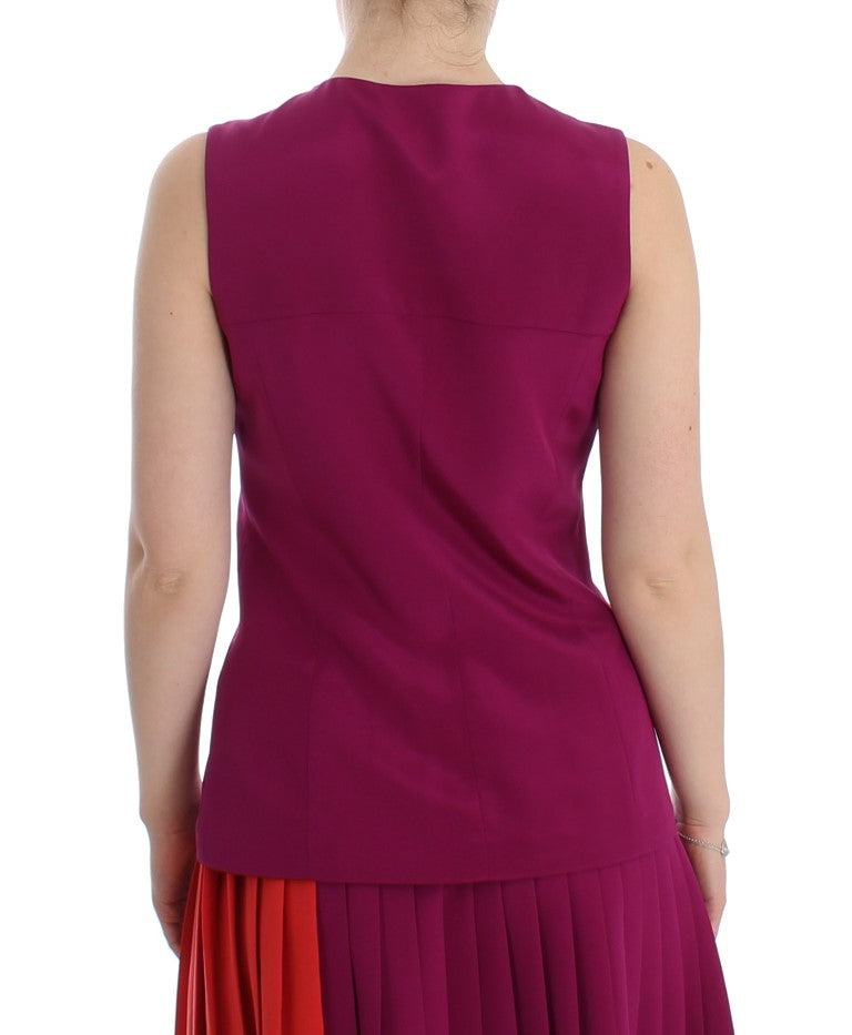 Barbara Casasola Purple Silk Sleeveless Blouse Top $956.00 Barbara Casasola Luzworld