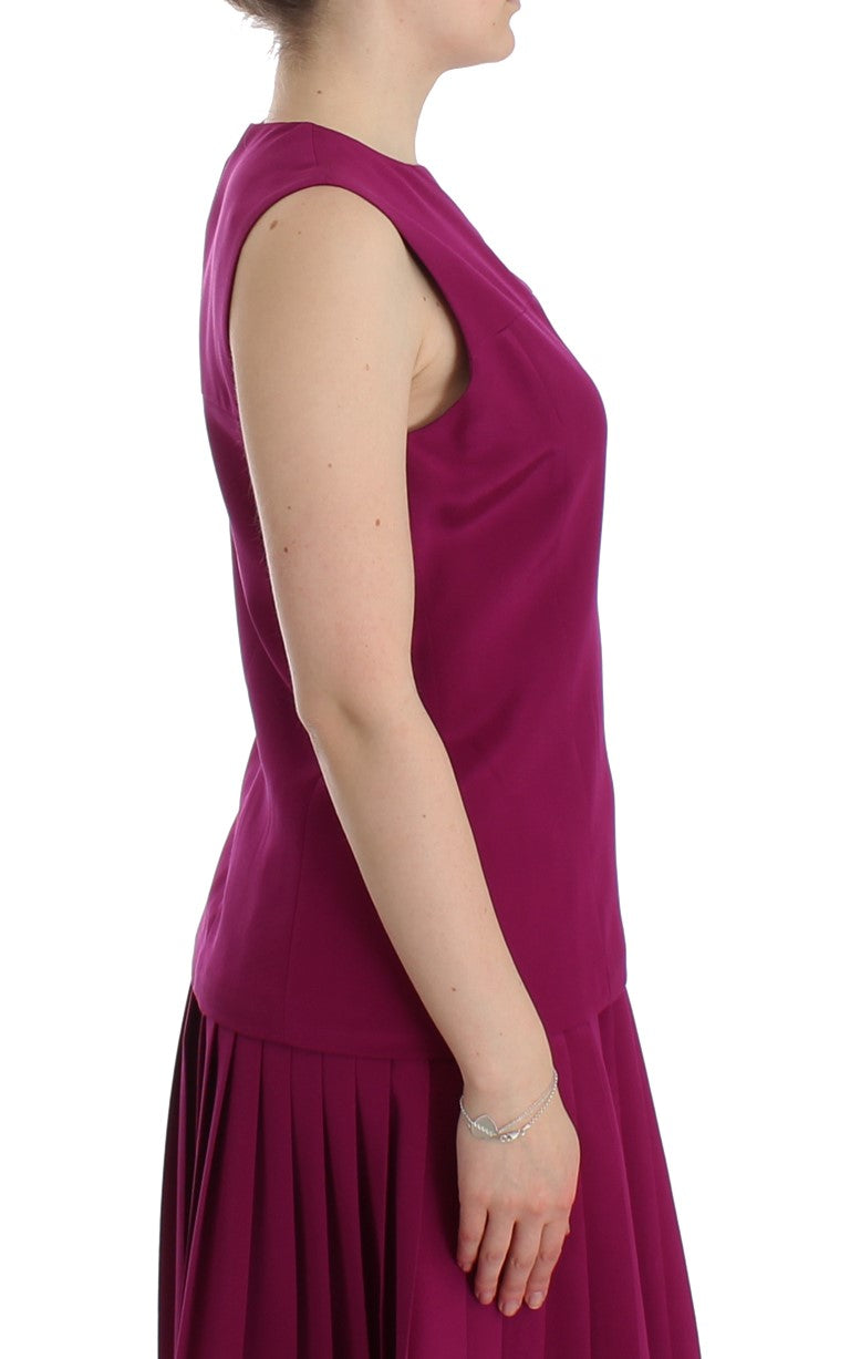 Barbara Casasola Purple Silk Sleeveless Blouse Top $956.00 Barbara Casasola Luzworld