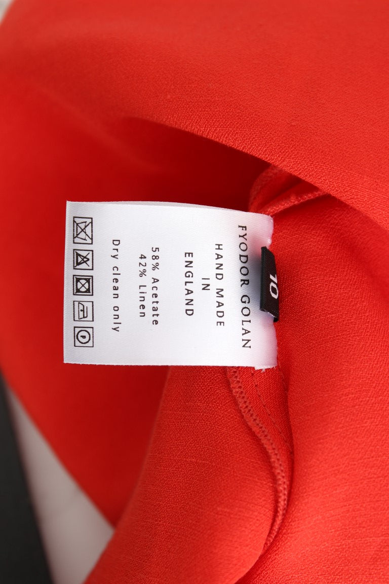 Fyodor Golan Red Mini Linen 3/4 Sleeve Sheath Dress $1563.00 Fyodor Golan Luzworld