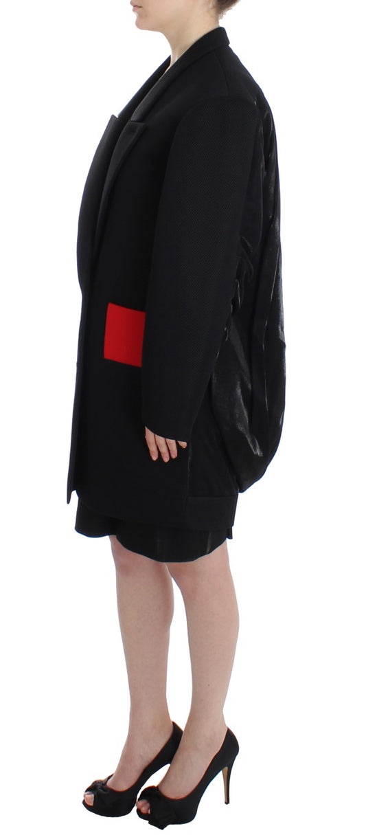 KAALE SUKTAE Black Coat Trench Long Draped Jacket Blazer $1692.00 KAALE SUKTAE Luzworld