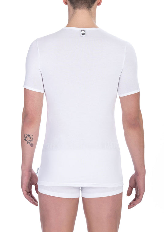 Bikkembergs White Cotton Men's V-Neck T-Shirt $114.00 Bikkembergs Luzworld