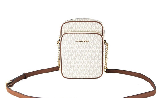 Michael Kors Jet Set Medium Vanilla PVC North South Chain Crossbody Handbag $741.00 Michael Kors Luzworld