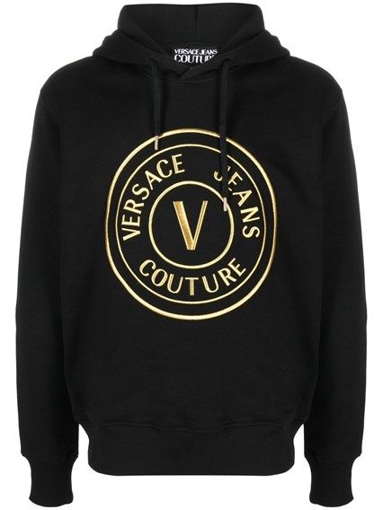 Versace Jeans Chic Black Hooded Sweatshirt $762.00 Versace Jeans Luzworld
