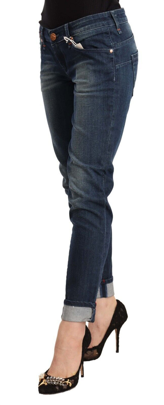Acht Blue Washed Low Waist Skinny Denim Folded Hem Jeans $620.00 Acht Luzworld