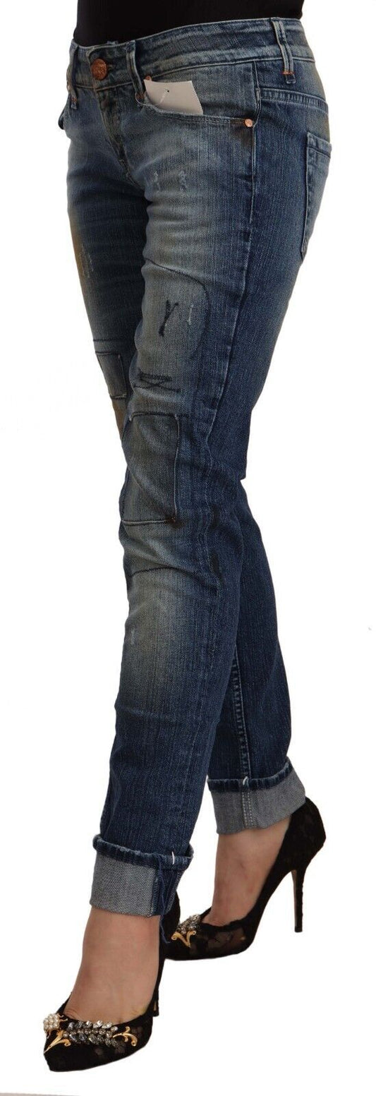 Acht Blue Washed Low Waist Folded Hem Slim Fit Jeans $611.00 Acht Luzworld