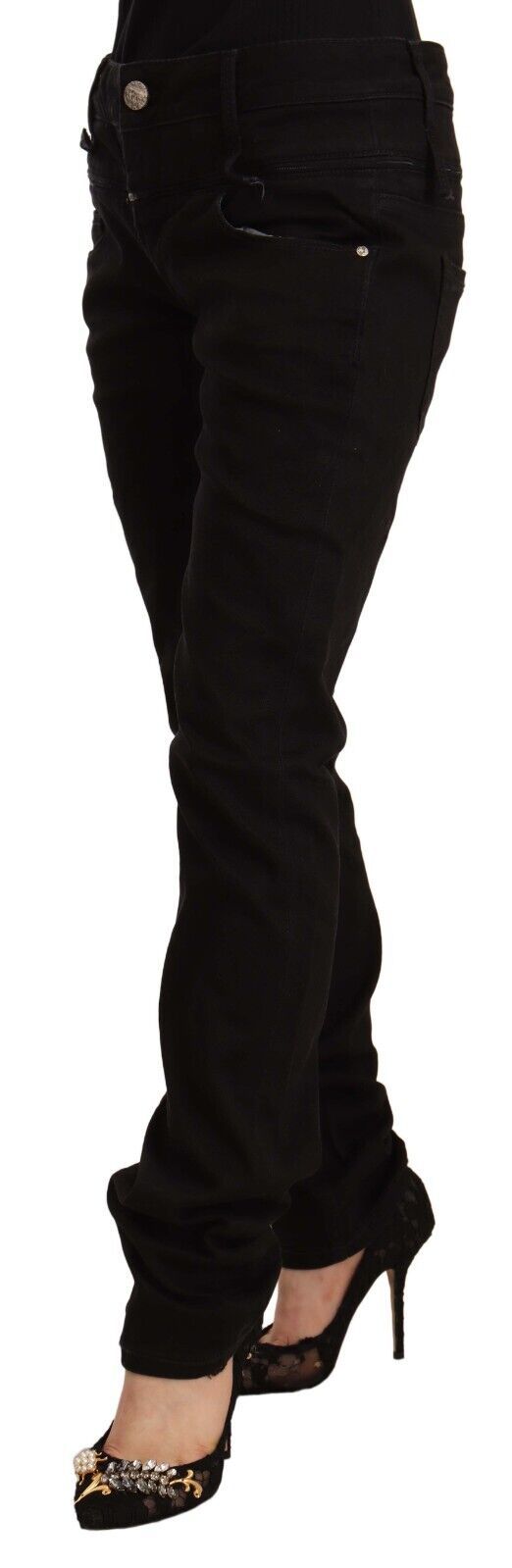 Acht Black Low Waist Cotton Stretch Denim Skinny Jeans $547.00 Acht Luzworld